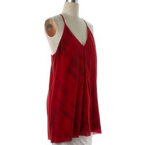 Alice + Olivia Red V-Neck Silk Mini Dress